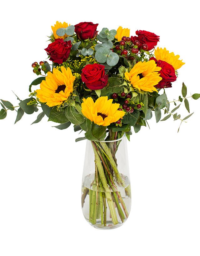 Sunflowers & Red Roses Bouquet